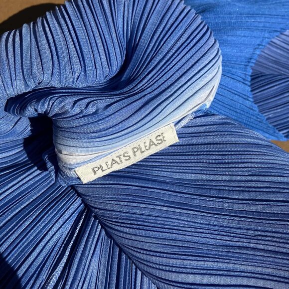 Vintage PLEATS PLEASE Issey Miyake Pleated Sleeveless Tank Shirt Top Blue Size M - Picture 8 of 8